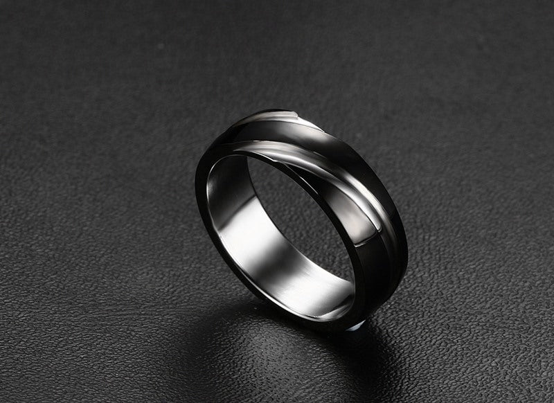 Black Titanium Steel Twill Men's Ring. - PryTheory