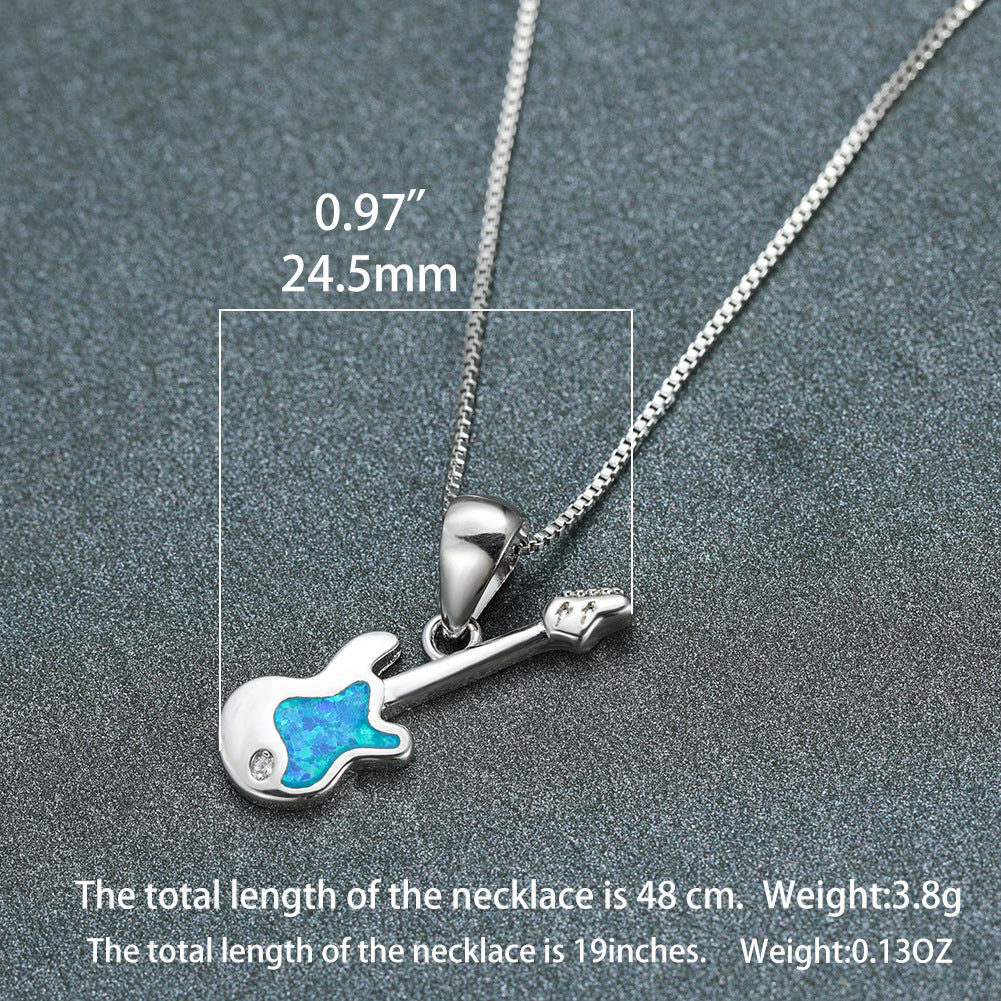 Aier Moxa Blue Opal Guitar Necklace. - PryTheory