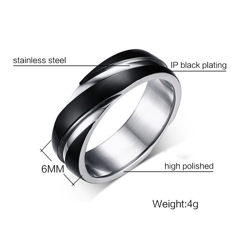 Black Titanium Steel Twill Men's Ring. - PryTheory