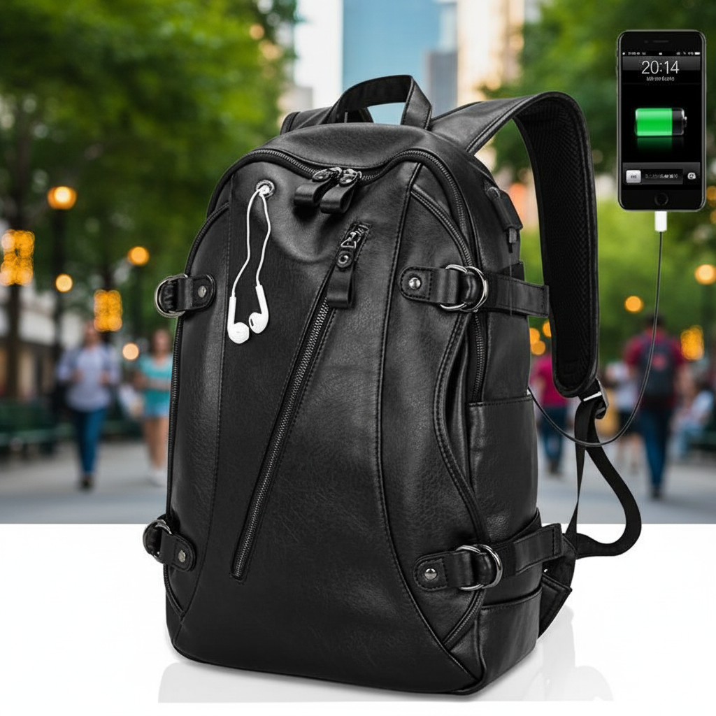 *Usb Charging Leather Backpacks