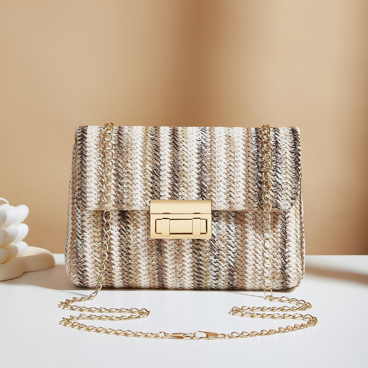 .Women's Cross-body Bag Straw Lock Simple Small Square Bag - PryTheory