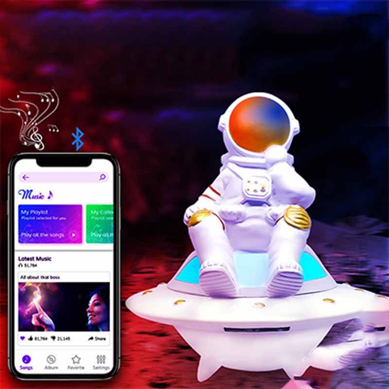 Moon Light UFO Astronaut Luminous Wireless Bluetooth TWS Speakers Creative Birthday Gift Decoration Loudspeaker Support TF FM. - PryTheory