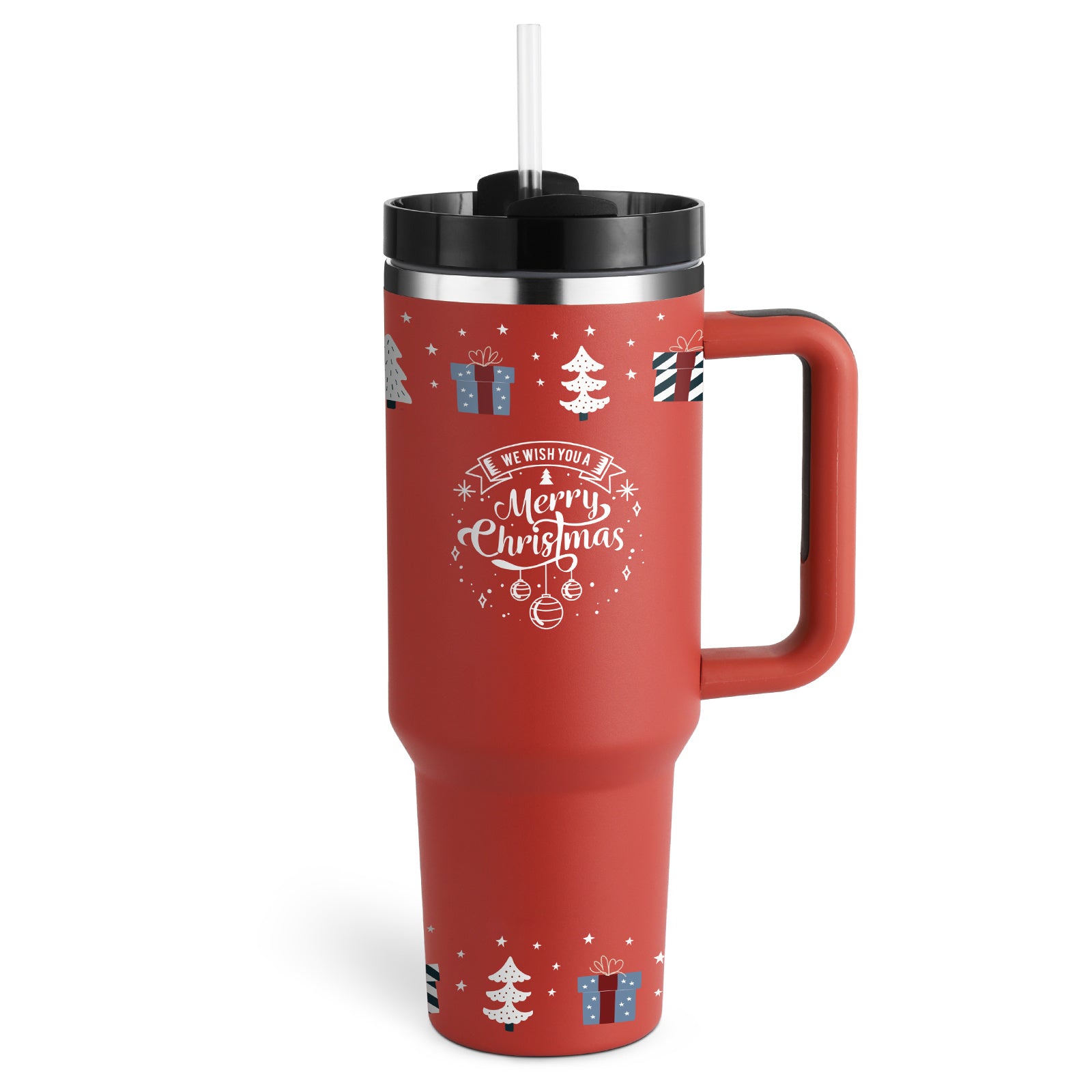 40 Oz Tumbler With Handle Straw Insulated, Stainless Steel Spill Proof Vacuum Coffee Cup Tumbler With Lid Tapered Mug Gifts For Valentine Lover Suitable For Car Gym Office Travel - PryTheory