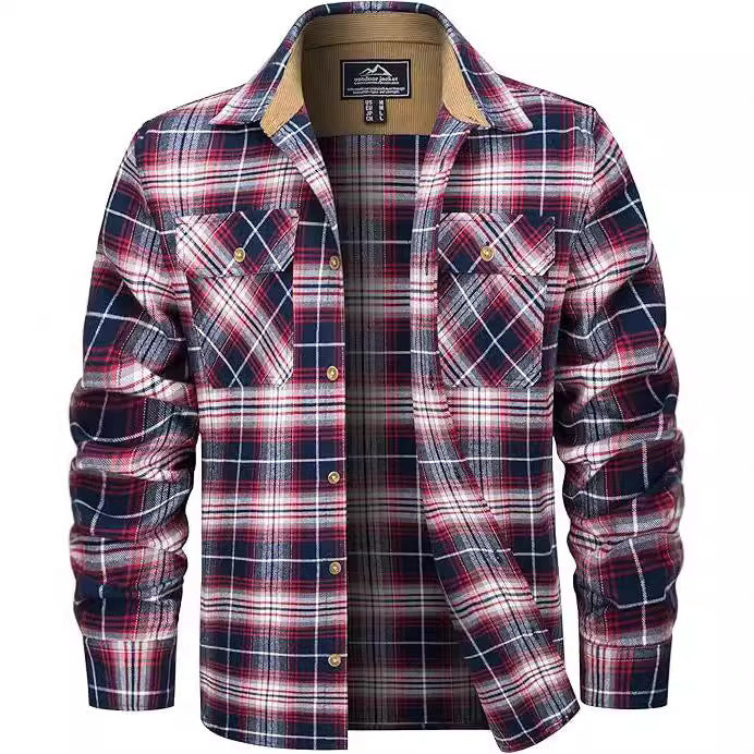 European And American Fall Winter Men's Flannel Casual Button Shirt - PryTheory
