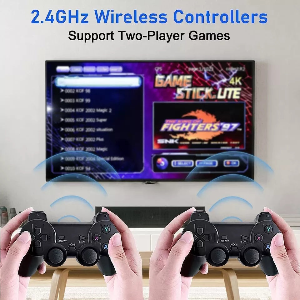 4K Retro Game Console Plug-Play 20000- Video Game Stick-2x Wireless Controllers. - PryTheory