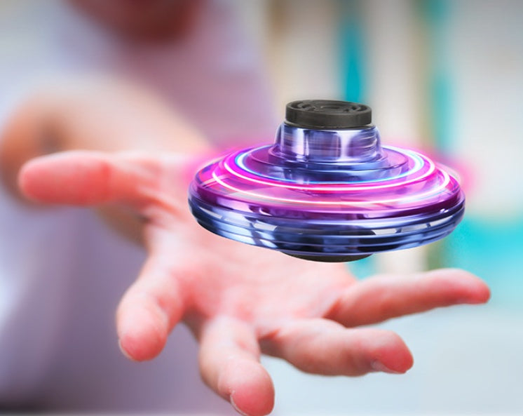 Mini Fingertip Gyro Interactive Decompression Toy Drone LED UFO Type Flying Helicopter Spinner