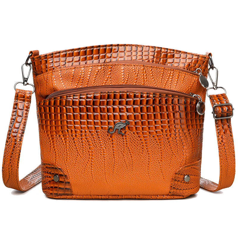 Crocodile Pattern Shoulder Bag Casual Multi-layer Vintage Crossbody Women's Bag - PryTheory