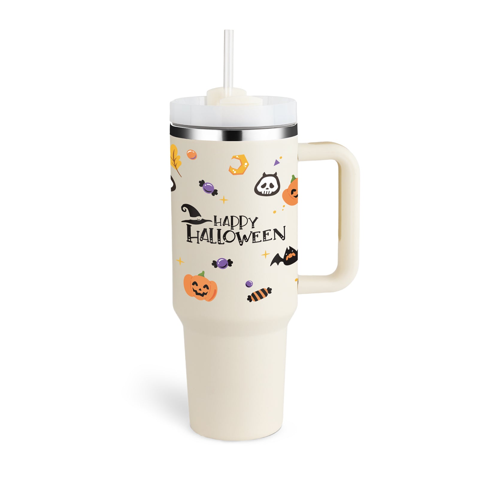 40 Oz Tumbler With Handle Straw Insulated, Stainless Steel Spill Proof Vacuum Coffee Cup Tumbler With Lid Tapered Mug Gifts For Valentine Lover Suitable For Car Gym Office Travel - PryTheory
