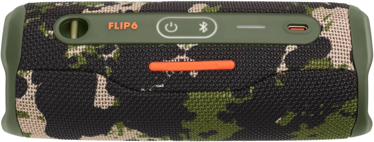 JBL Flip 6 - Portable Bluetooth Speaker, powerful sound and deep bass, IPX7 waterproof, 12 hours of playtime, JBL PartyBoost for multiple speaker pairing for home, outdoor and travel (Camo)