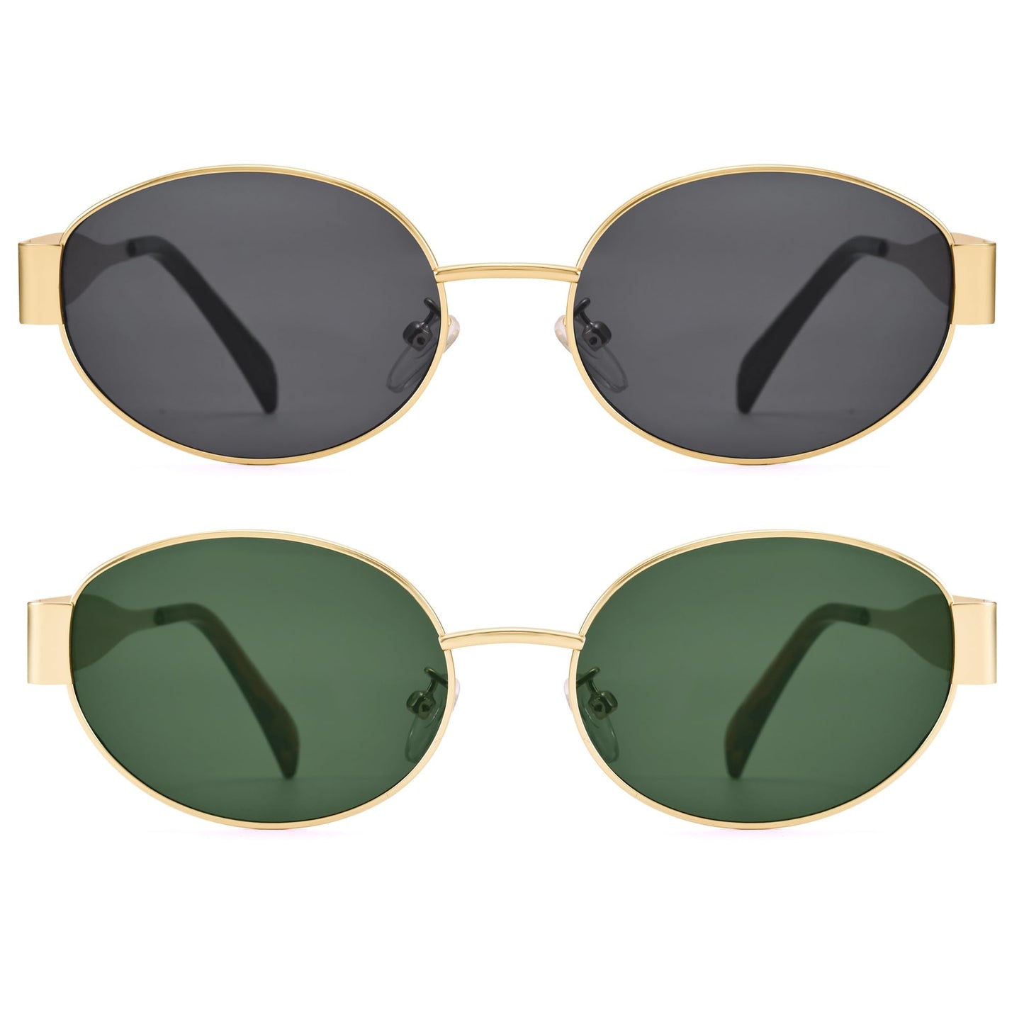Retro Oval Gold Sun- Fashion Metal Frame Shades