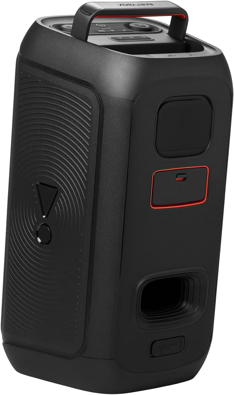 JBL PartyBox Club 120 - Portable Party Speaker with Foldable Handle, Powerful JBL Pro Sound, Futuristic lightshow, Up to 12 Hours of Play time, Splash Proof, Dual Mic & Guitar Inputs (Black)