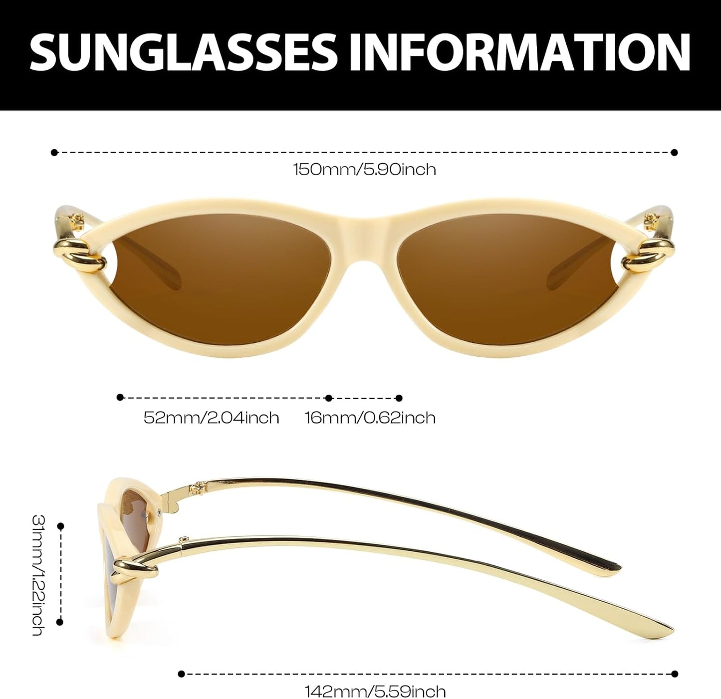 Cat Eye Sunglasses (gold accents).
