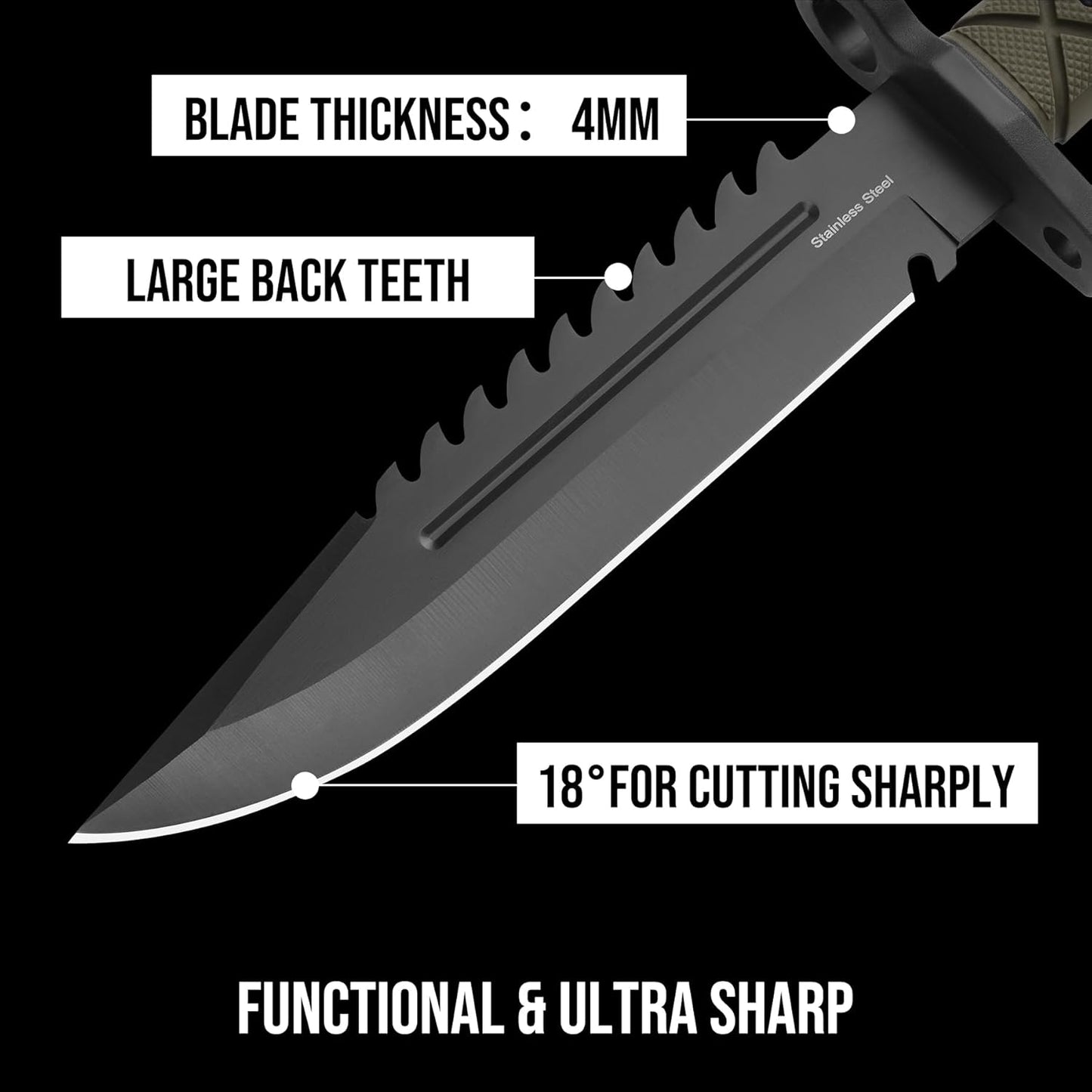 15"  FIXED BLADE TACTICAL  KNIFE