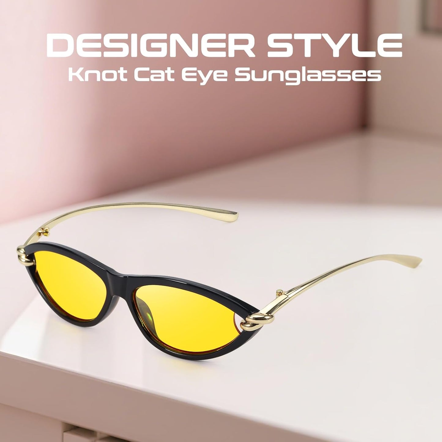Cat Eye Sunglasses (gold accents).
