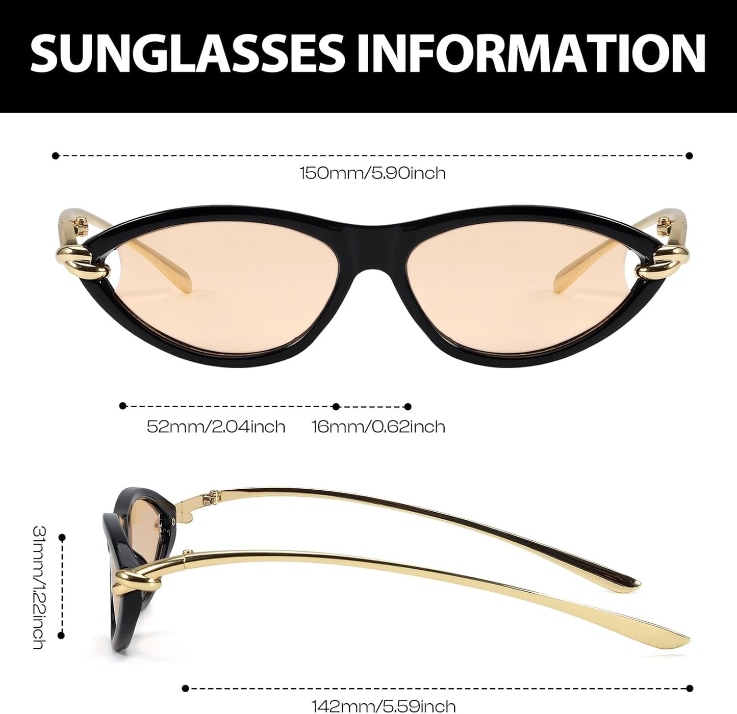 Cat Eye Sunglasses (gold accents).