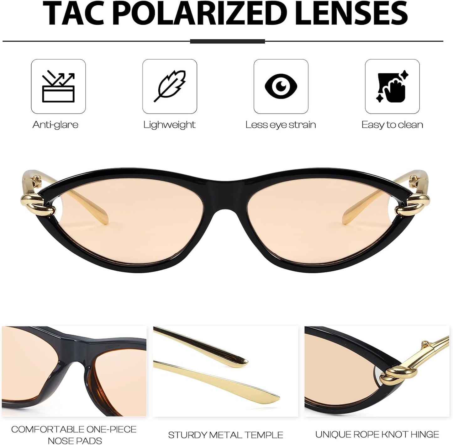Cat Eye Sunglasses (gold accents).