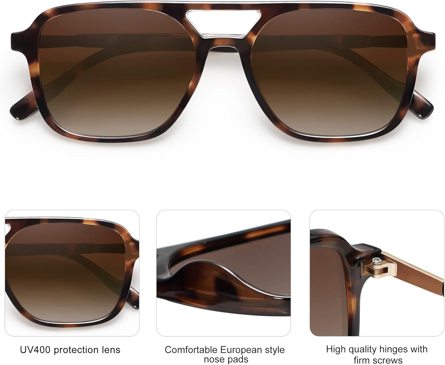 SOJOS Retro Aviator Sunglasses for Women Men,Trendy Rectangle Womens Mens Shades Sun Glasses SJ2202