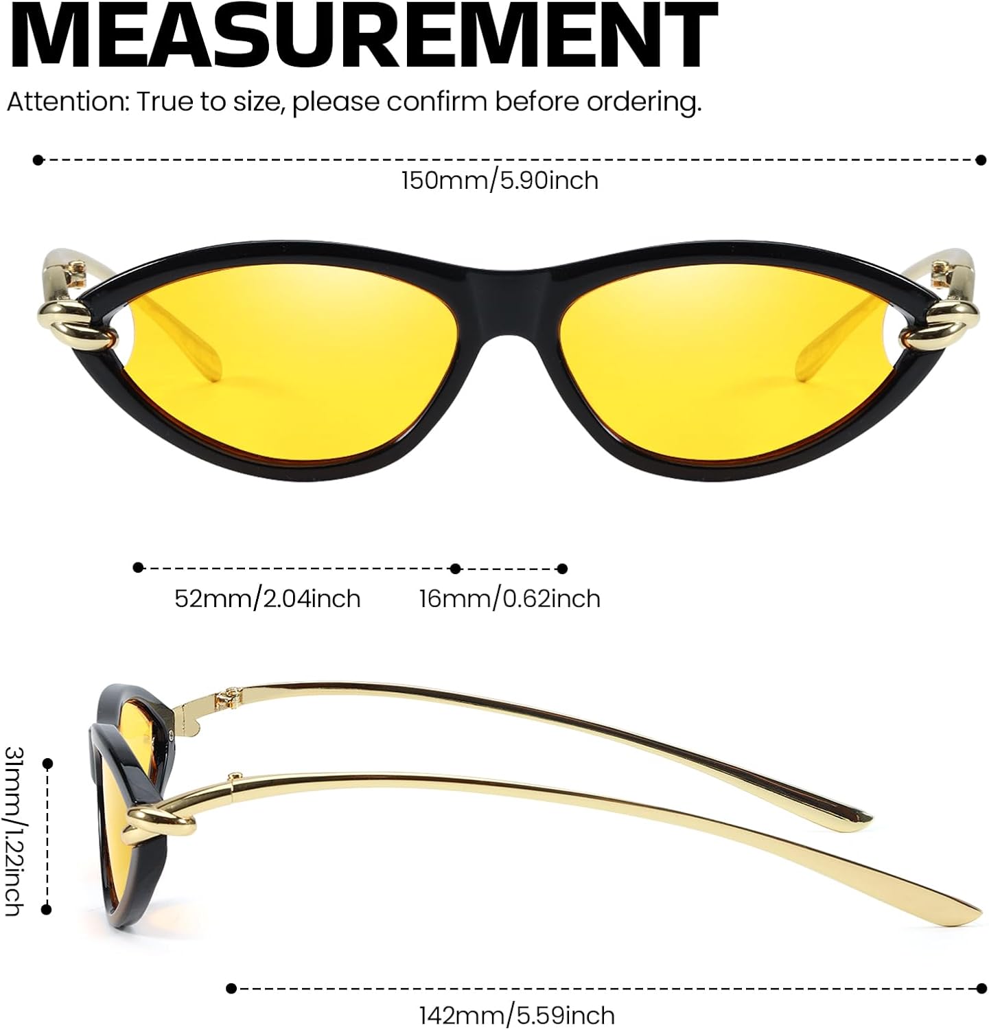 Cat Eye Sunglasses (gold accents).