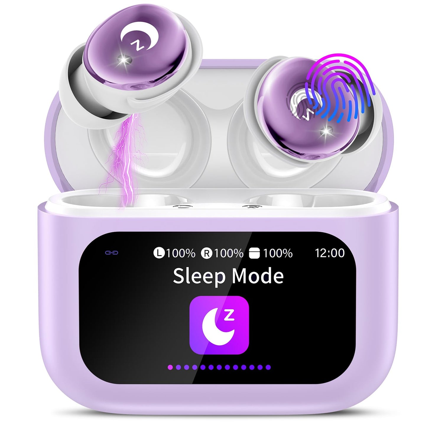 Sleep Earbuds (Bluetooth 5.4-Smart Touch Screen-48H Playtime-IPX7 Waterproof).