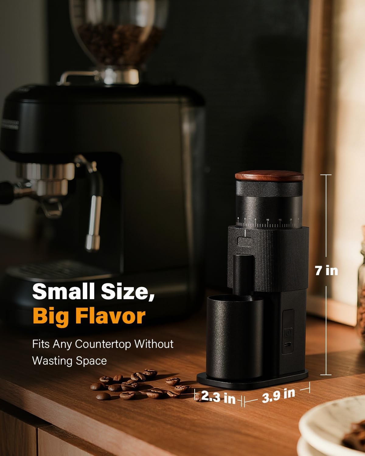 •SHARDOR All-Metal Single-Dose Coffee Grinder – Quiet DC Motor, Home-use Espresso Grinder, Burr Coffee Grinder, with 80 Settings and an LED Power Display，Black