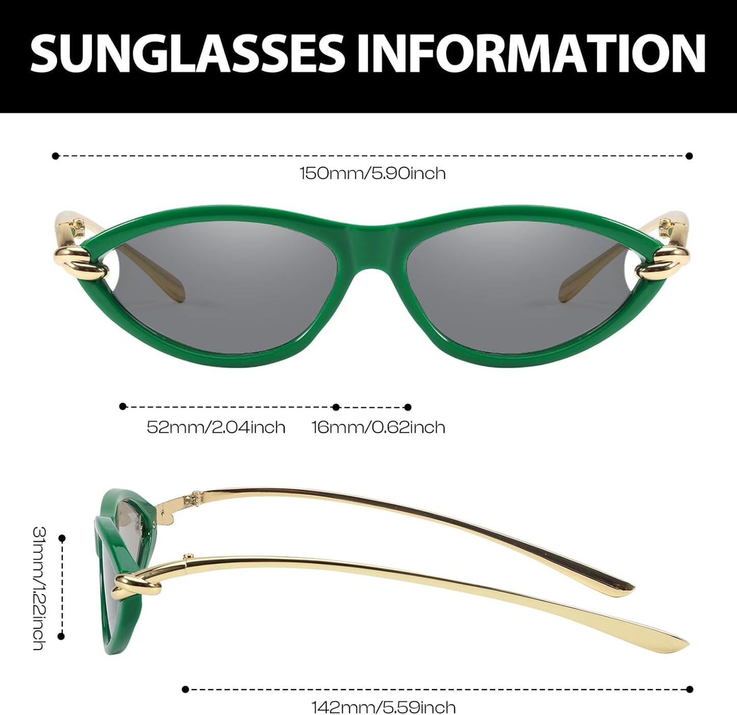 Cat Eye Sunglasses (gold accents).