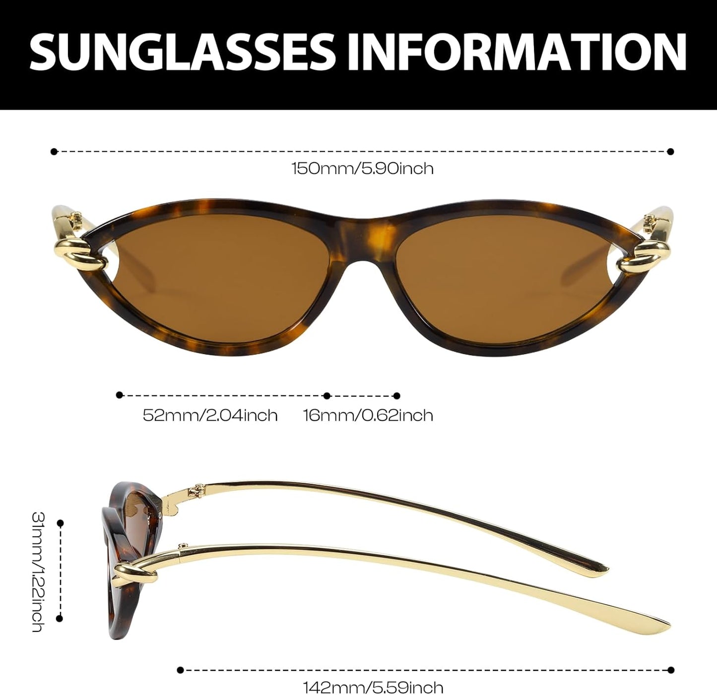 Cat Eye Sunglasses (gold accents).