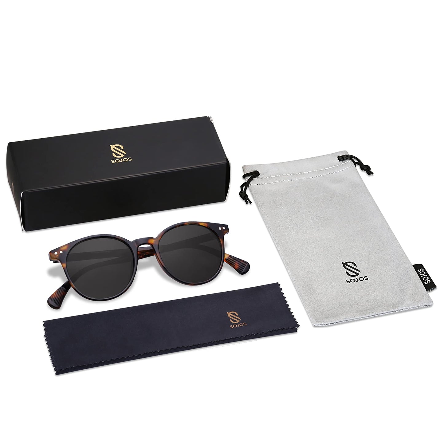 SOJOS Small Round Classic Polarized Sunglasses Vintage Style UV400 Lens MAY SJ2113