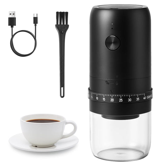 •Portable Electric Burr Coffee Grinder with 40 Adjustable Settings, Conical burr coffee grinder, Coffee Bean Grinding Machine with Conical Burr Coffee Grinder 1800mAh Rechargeable for Travel, Home