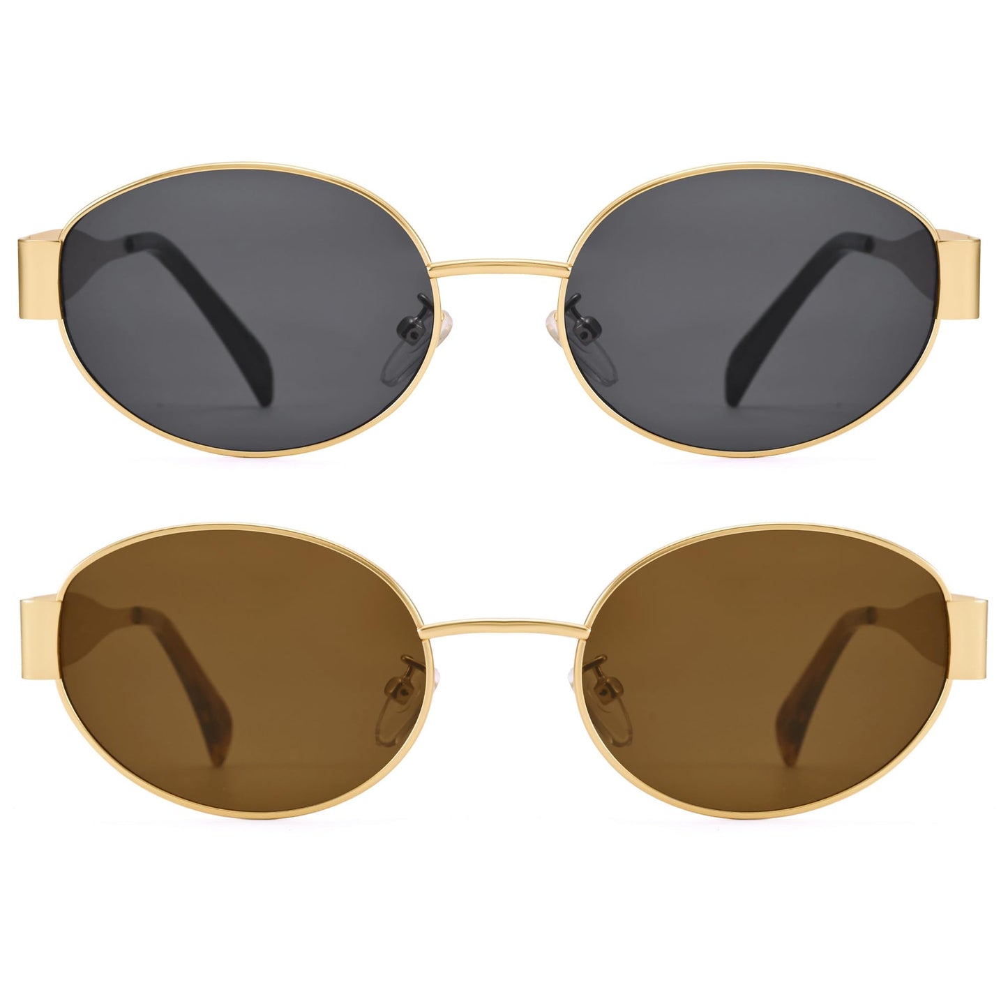 Retro Oval Gold Sun- Fashion Metal Frame Shades