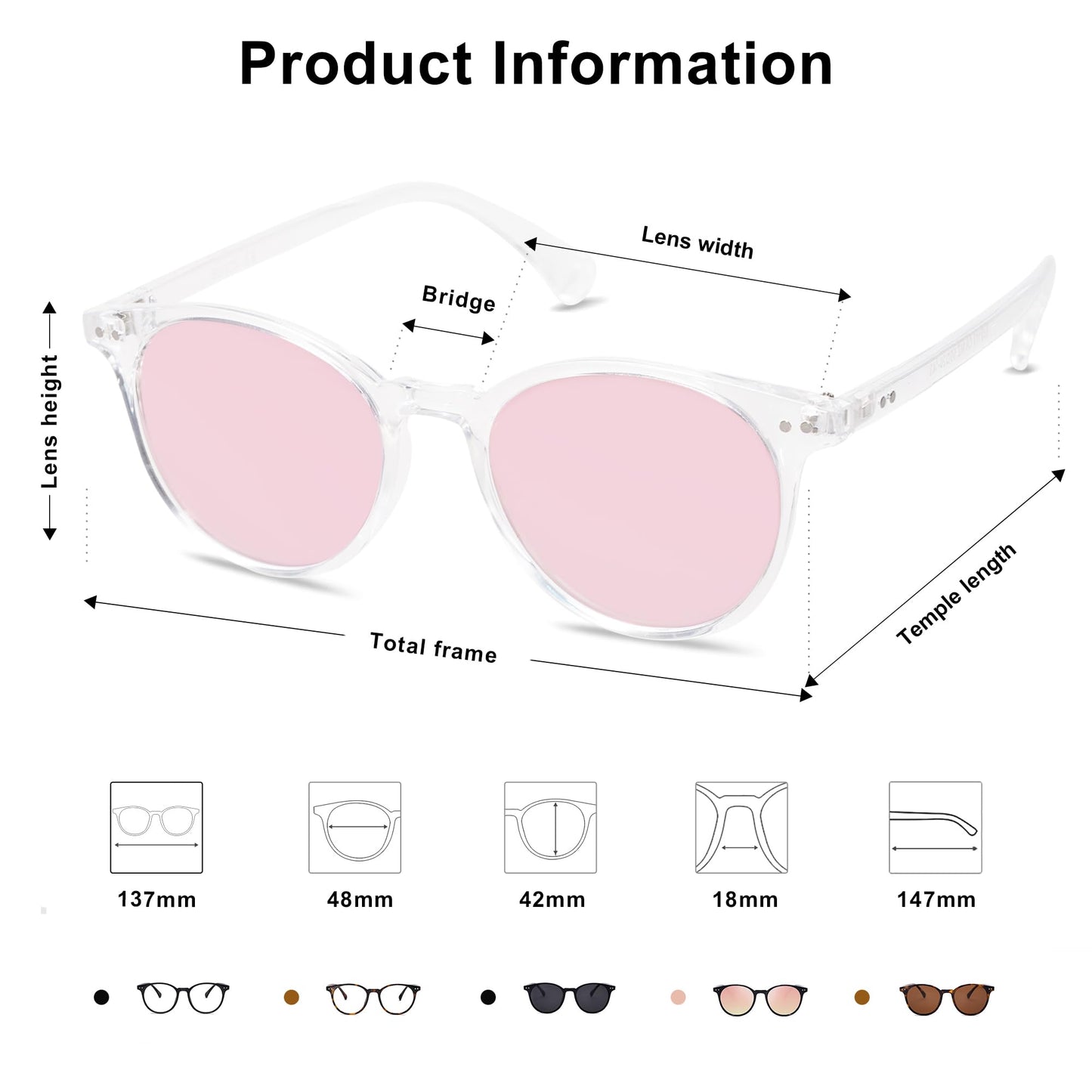 SOJOS Small Round Classic Polarized Sunglasses Vintage Style UV400 Lens MAY SJ2113