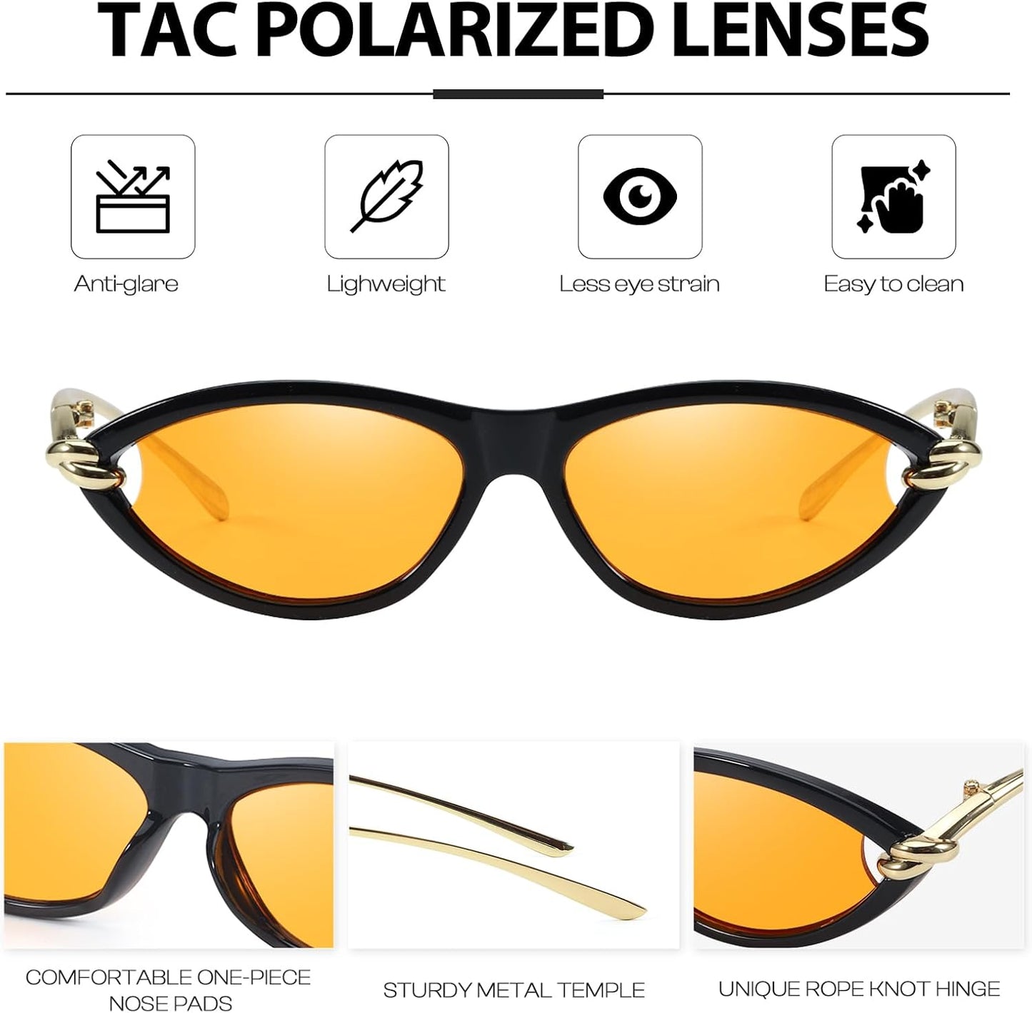 Cat Eye Sunglasses (gold accents).