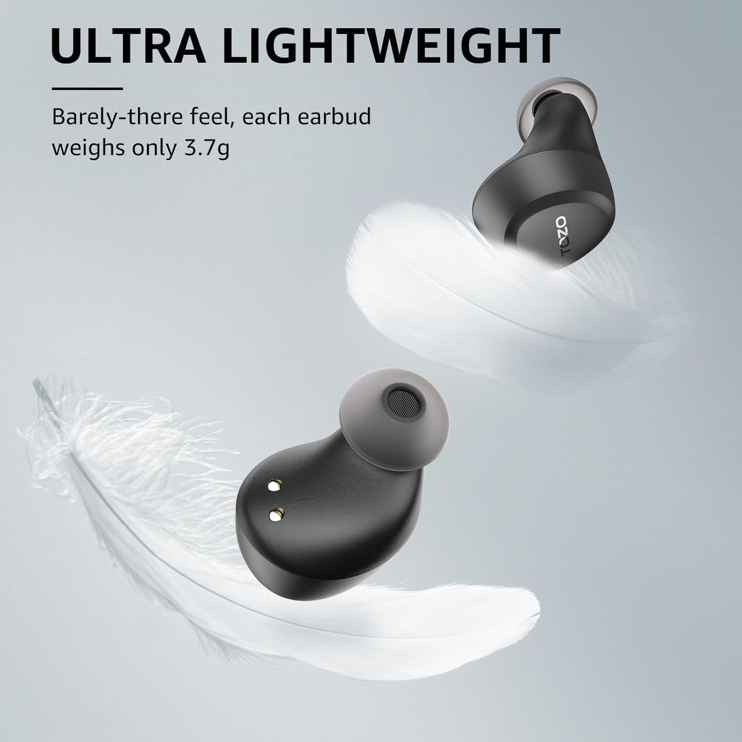 TOZO A1 Wireless Earbuds Bluetooth 5.3 Light Weight in Ear IPX5 Waterproof Headphones 2 Mic for AI Calls, Immersive Premium Sound Bass Headset with Charging Case, 32 Presets EQ Customization via App