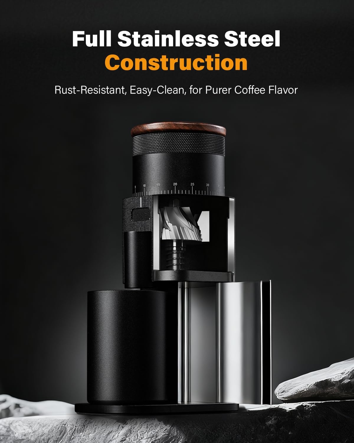 •SHARDOR All-Metal Single-Dose Coffee Grinder – Quiet DC Motor, Home-use Espresso Grinder, Burr Coffee Grinder, with 80 Settings and an LED Power Display，Black