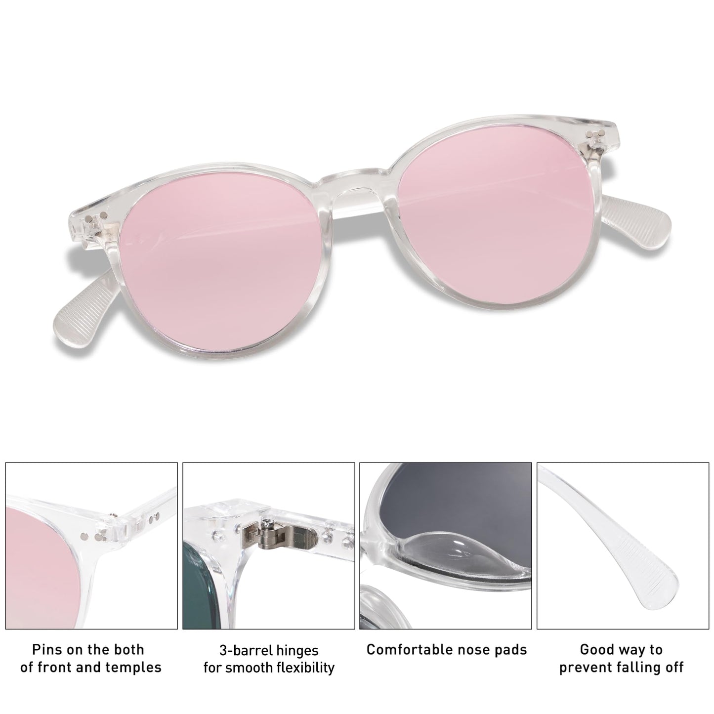 SOJOS Small Round Classic Polarized Sunglasses Vintage Style UV400 Lens MAY SJ2113