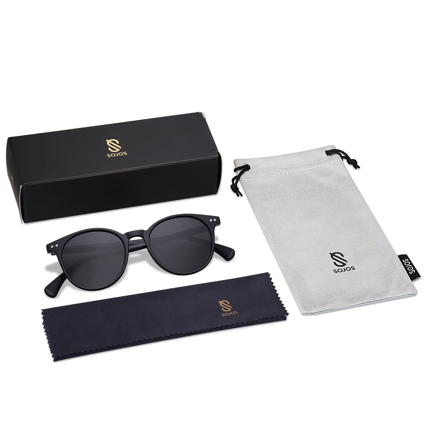 SOJOS Small Round Classic Polarized Sunglasses Vintage Style UV400 Lens MAY SJ2113