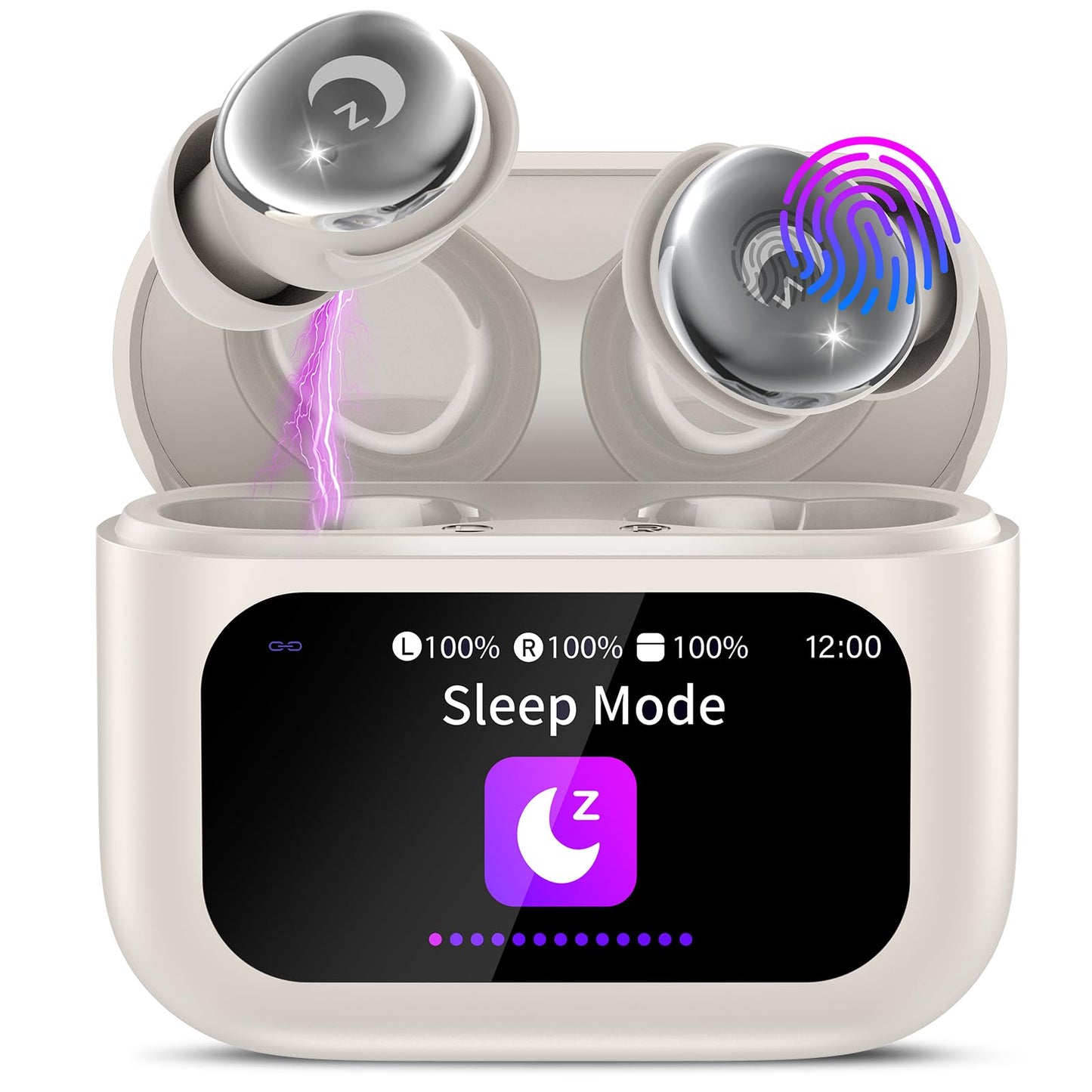 Sleep Earbuds (Bluetooth 5.4-Smart Touch Screen-48H Playtime-IPX7 Waterproof).
