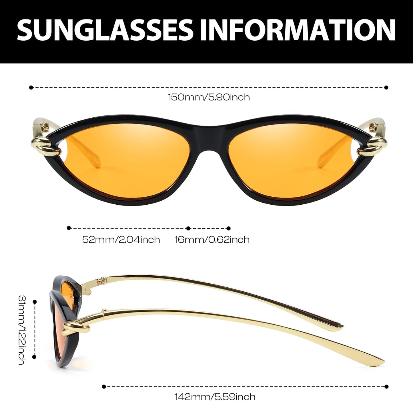 Cat Eye Sunglasses (gold accents).