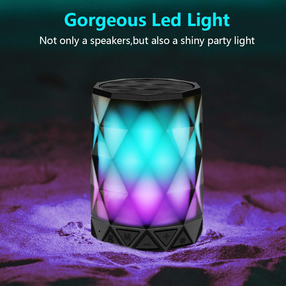 *LFS Portable Bluetooth Speakers, Night Light Waterproof, Lightweight Portable Speakers for Travel, Pool, Beach, Biking, Kayak, Gifts for Kids, Women