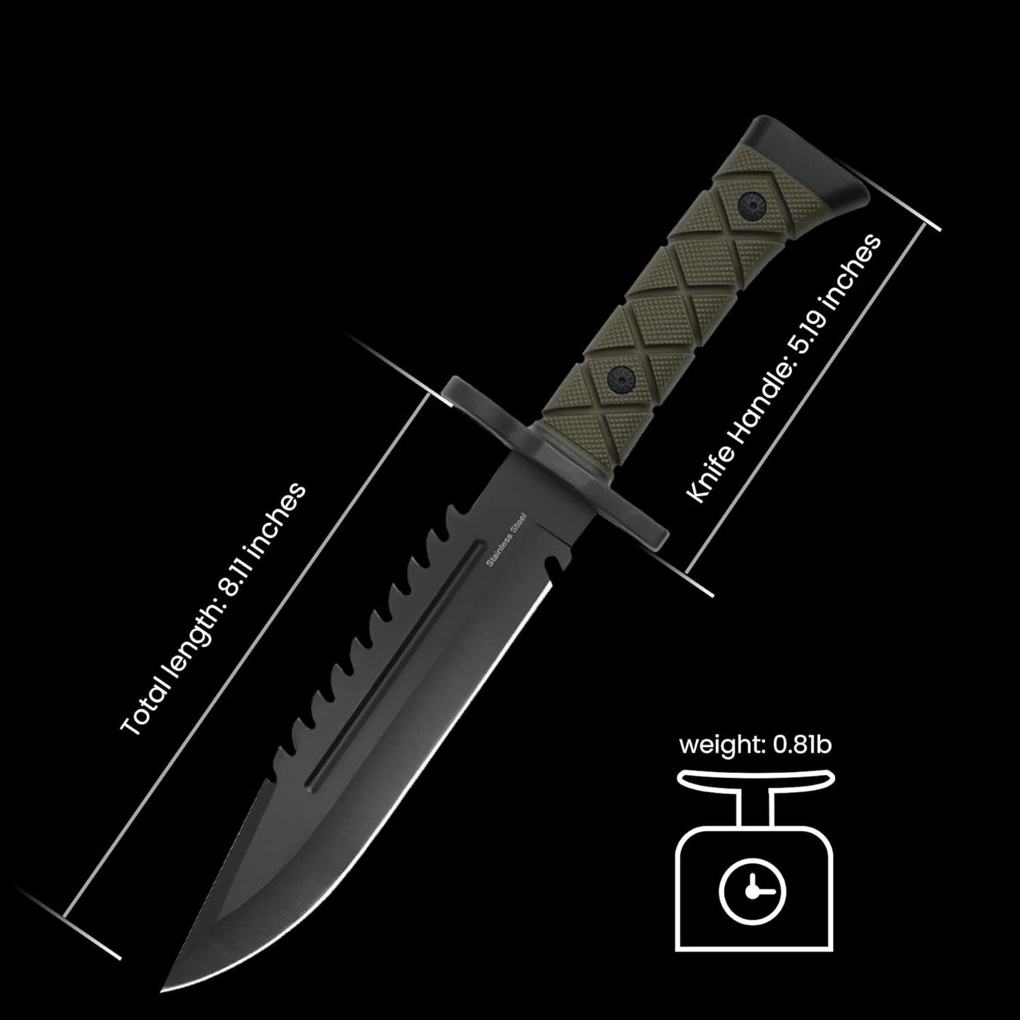 15"  FIXED BLADE TACTICAL  KNIFE