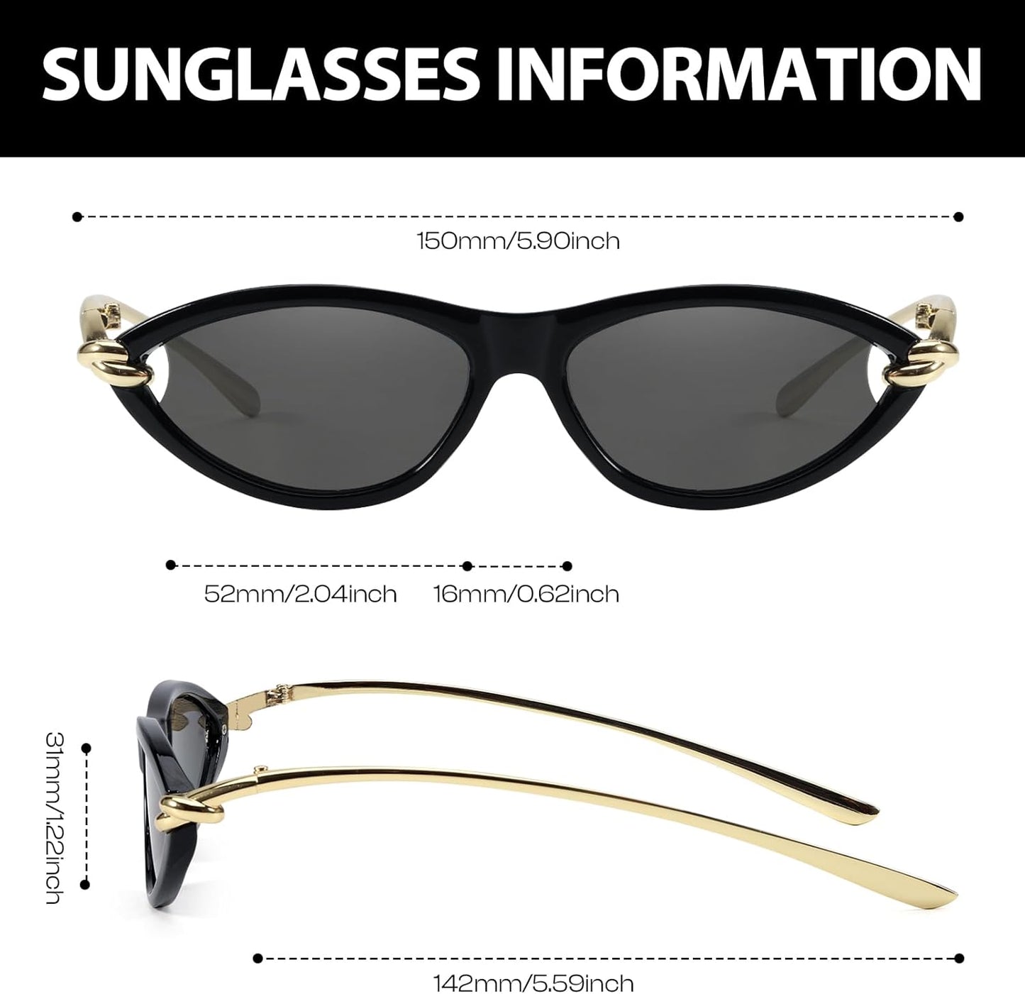 Cat Eye Sunglasses (gold accents).