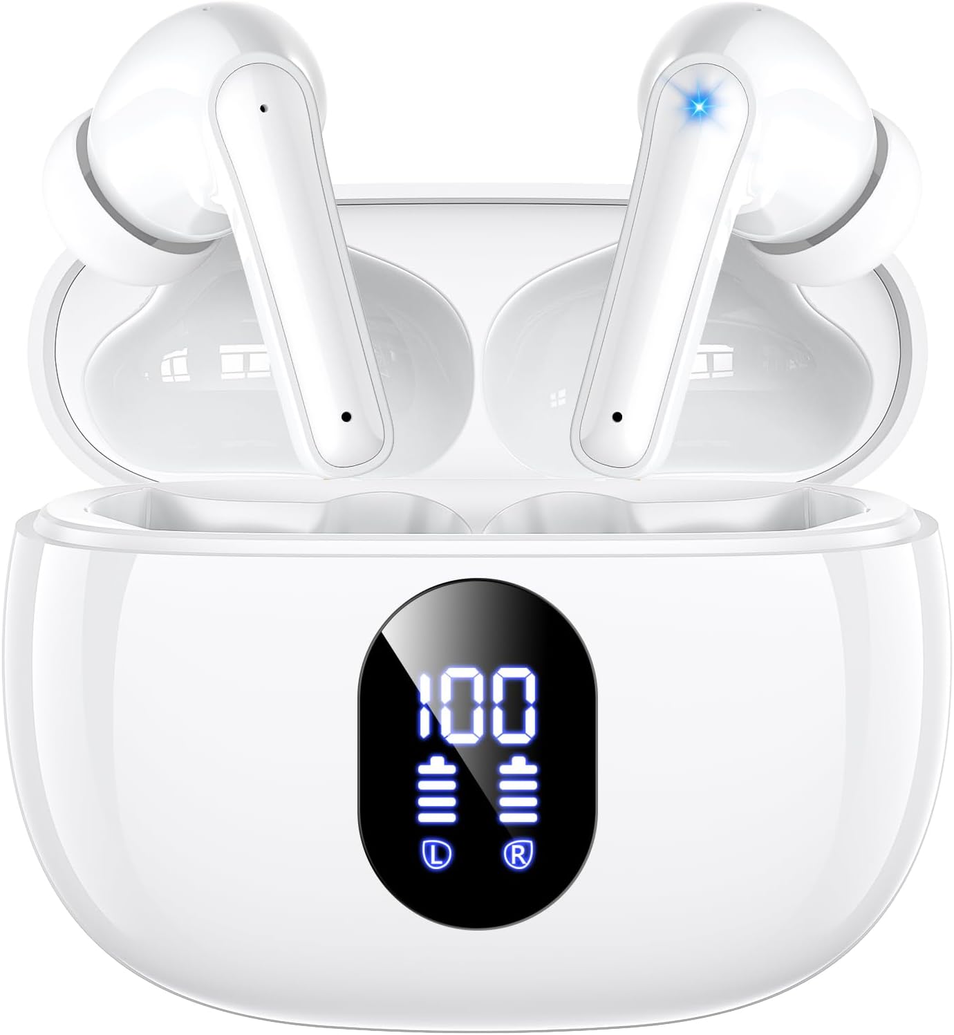 Wireless Earbuds, 2025 Ear Buds with Big Bass Stereo Sound, Lightweight Bluetooth Earbuds with 48 Hours Playtime, in-Ear Fit Earphones, IPX7, Hands-Free Calls with AI for iPhone, Android, Pad