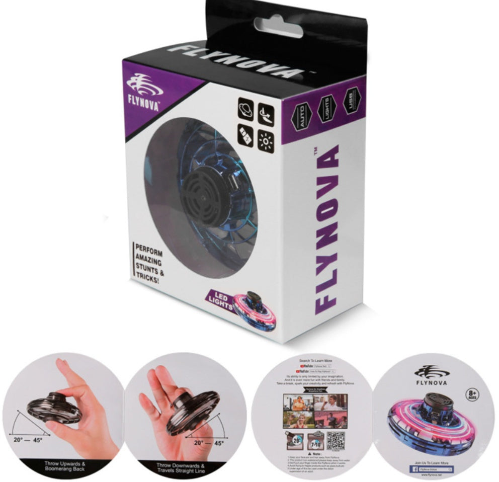 Mini Fingertip Gyro Interactive Decompression Toy Drone LED UFO Type Flying Helicopter Spinner