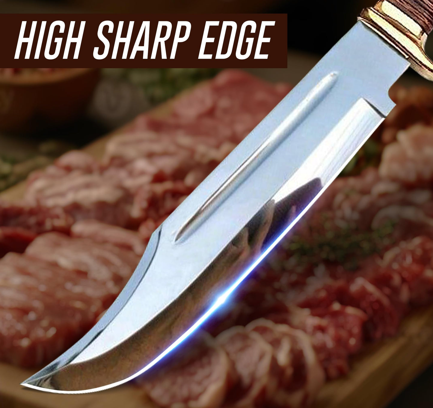 14" Crocodile Dundee Bowie Knife With Leather Sheath