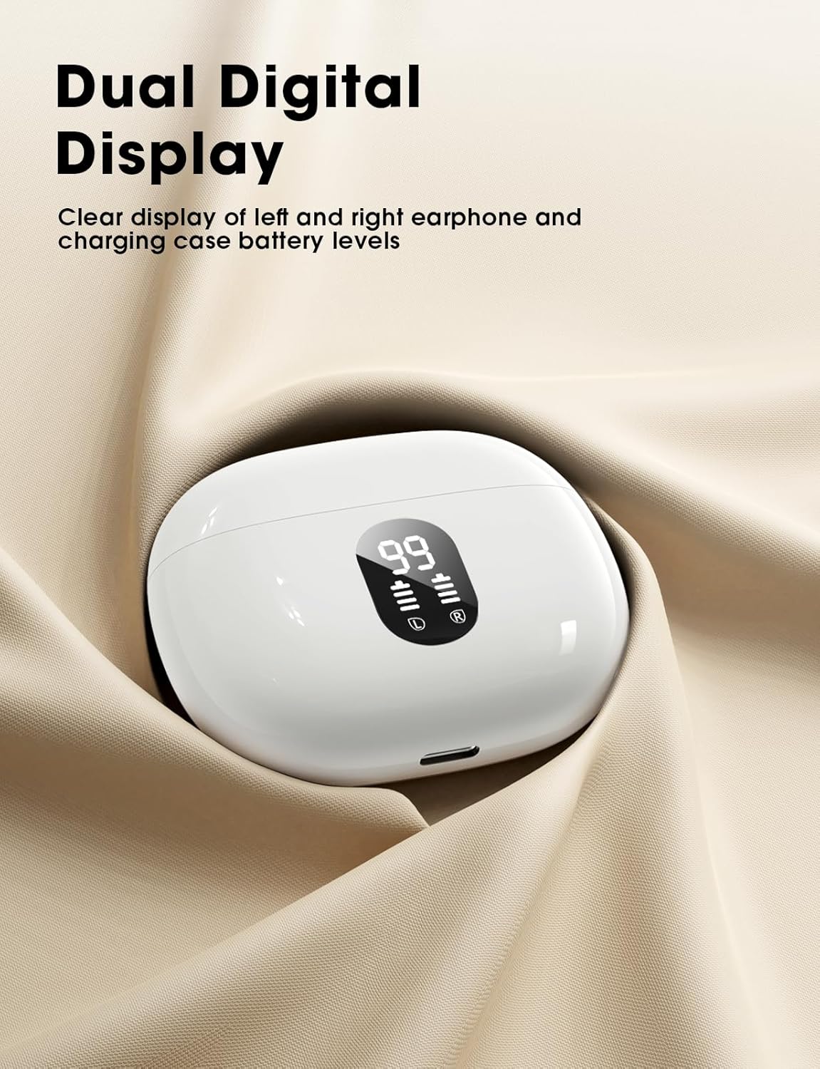 Wireless Earbuds, 2025 Ear Buds with Big Bass Stereo Sound, Lightweight Bluetooth Earbuds with 48 Hours Playtime, in-Ear Fit Earphones, IPX7, Hands-Free Calls with AI for iPhone, Android, Pad
