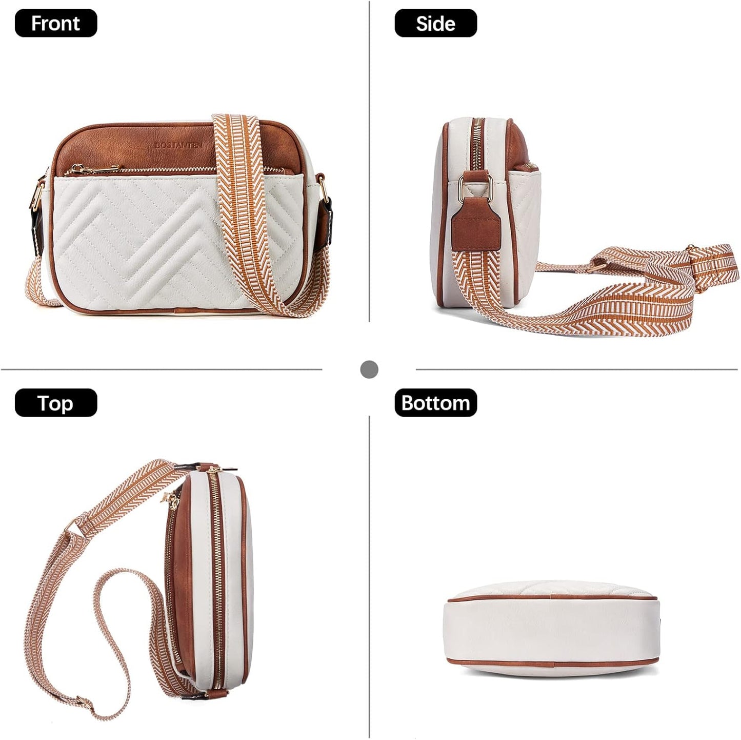 BOSTANTEN Quilted Crossbody Bags for Women Vegan Leather Purses Small Shoulder Handbags with Wide Strap - PryTheory