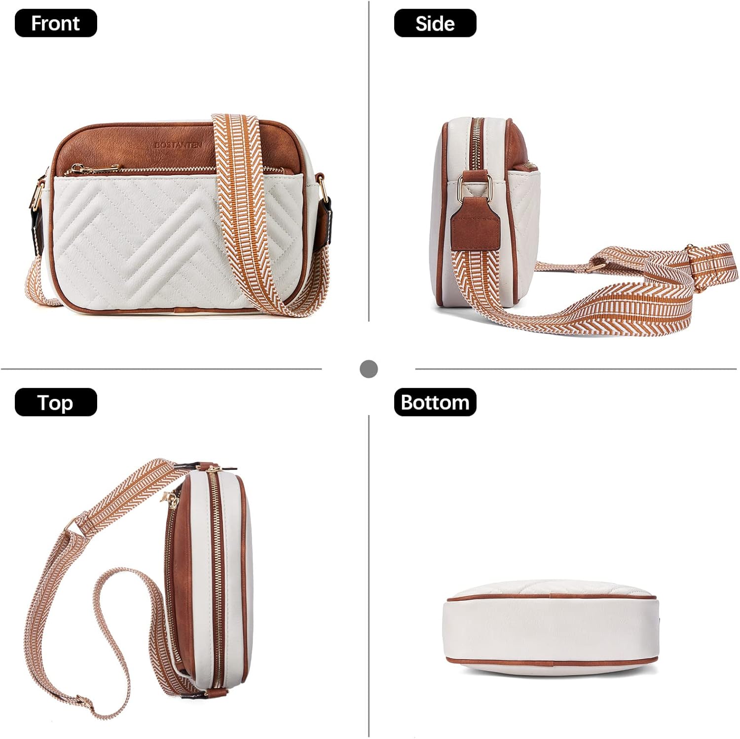 BOSTANTEN Quilted Crossbody Bags for Women Vegan Leather Purses Small Shoulder Handbags with Wide Strap - PryTheory