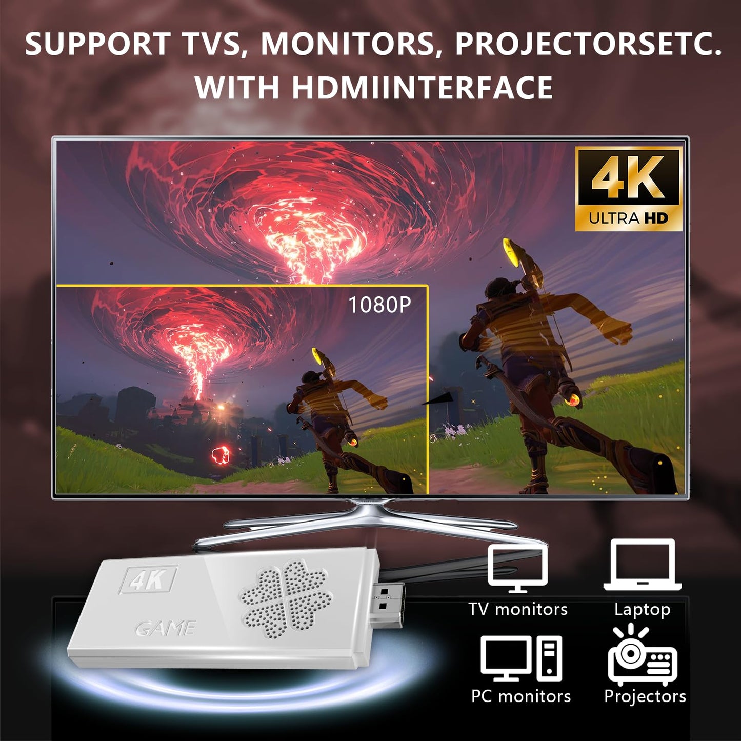 Upgraded Console,9 emulators, (64G),with Over 40000 Built-in Electronic Games,4K HDMI