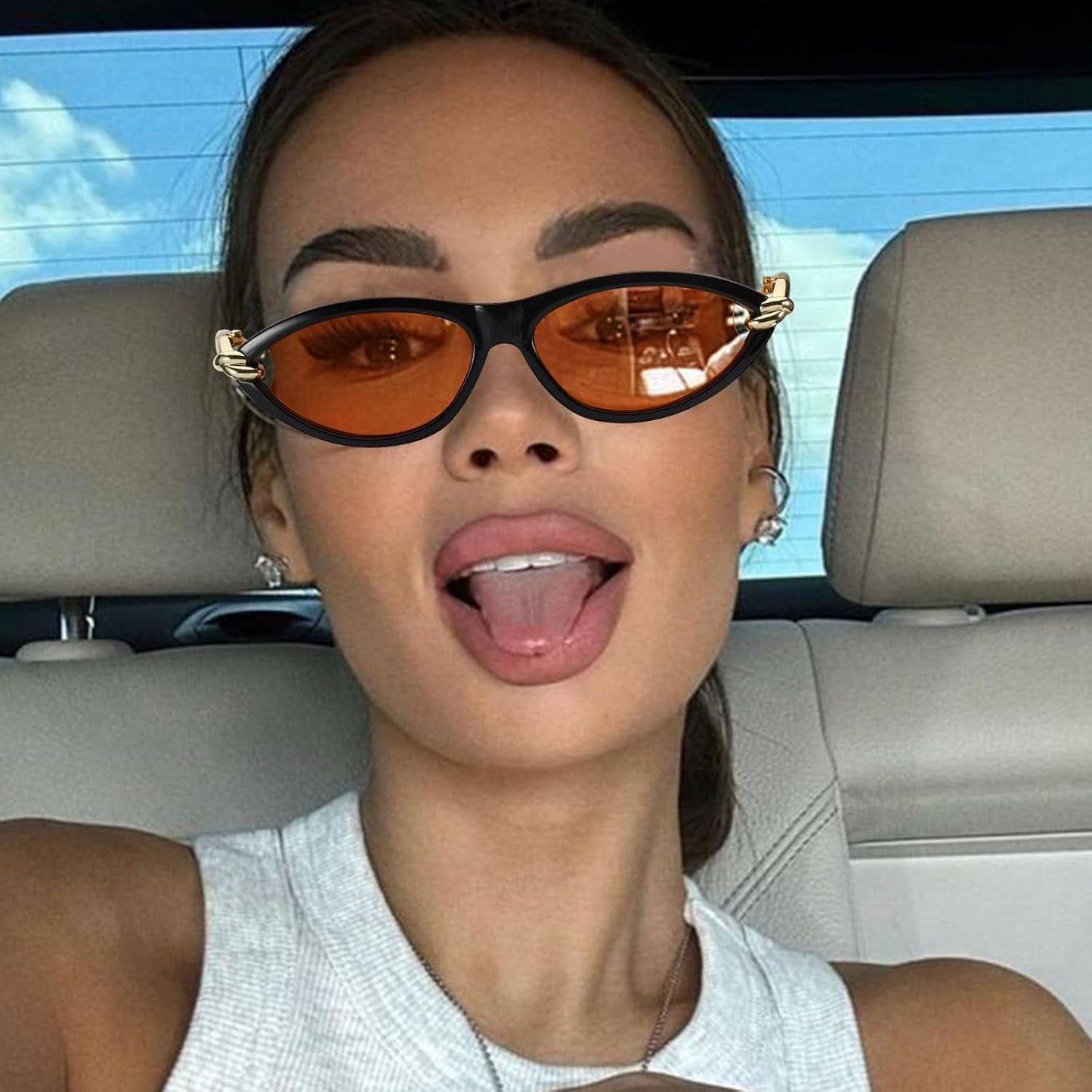 Cat Eye Sunglasses (gold accents).