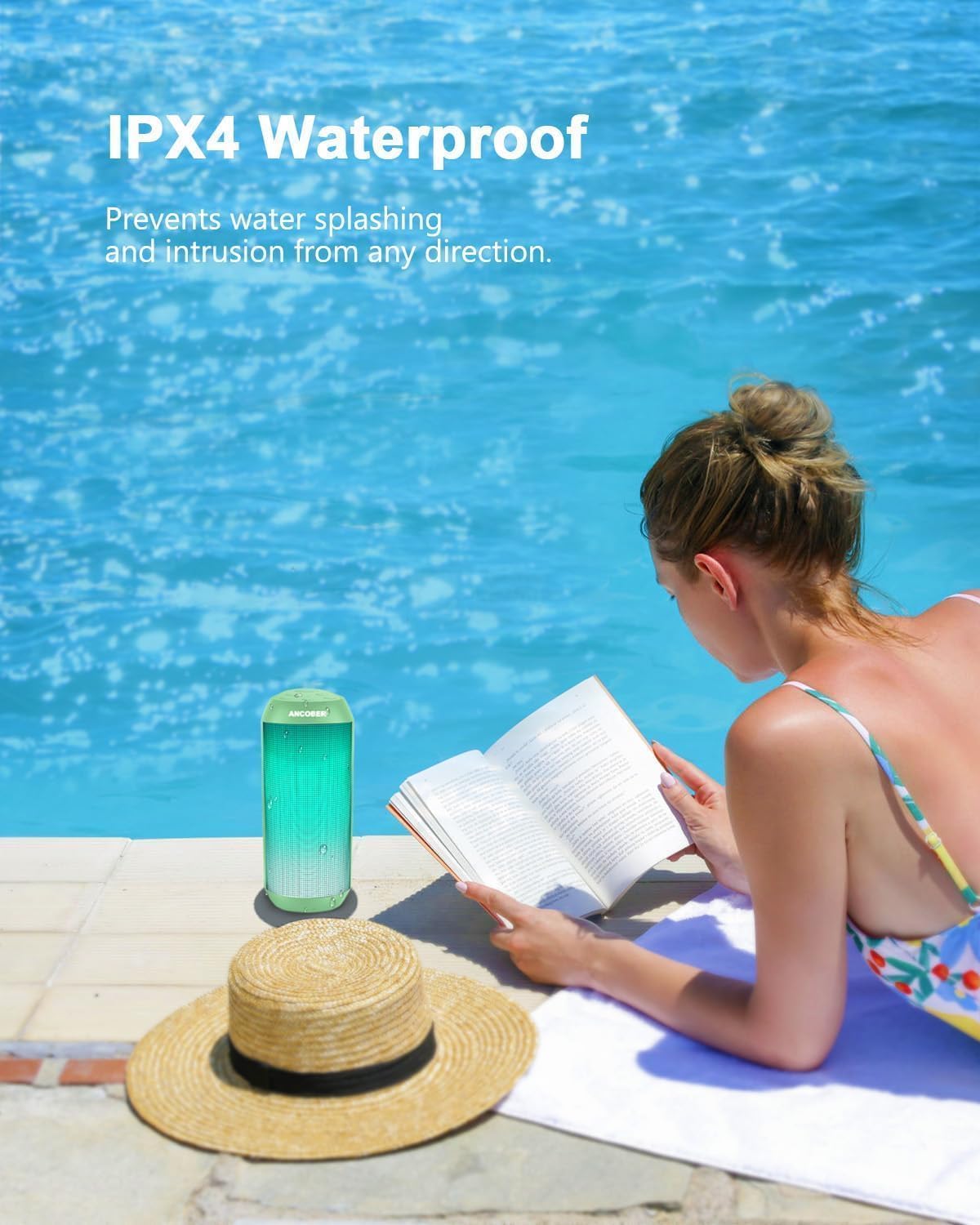 *Bluetooth Speaker with Cool Lights Stocking Stuffers for Men Women Teens Boys Girls, Portable Wireless, IPX4 Waterproof, White Elephant Gifts for Adults, HD Sound, TWS Pair, for Home/Party/Outdoor