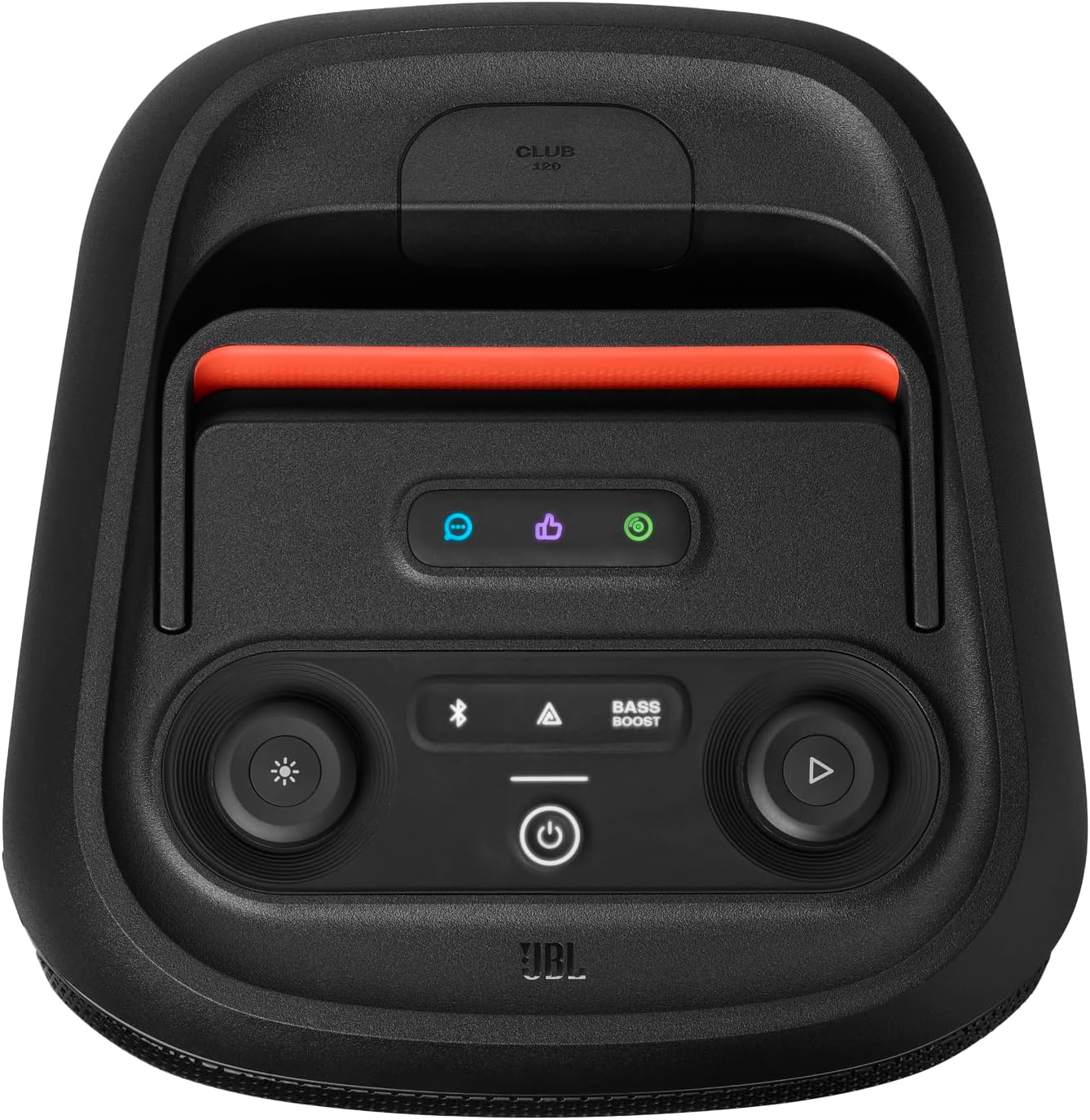 JBL PartyBox Club 120 - Portable Party Speaker with Foldable Handle, Powerful JBL Pro Sound, Futuristic lightshow, Up to 12 Hours of Play time, Splash Proof, Dual Mic & Guitar Inputs (Black)
